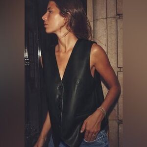 ZARA Black Faux Leather Vest